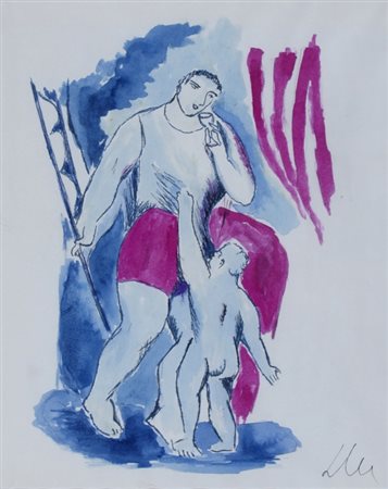 CHIA SANDRO (Firenze 1946) "Senza titolo" Tecnica mista su carta Firmata in...