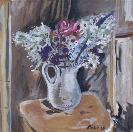 DE PISIS FILIPPO (Ferrara 1896 - Milano 1956) "Vaso di fiori" 1949 Tempera su...