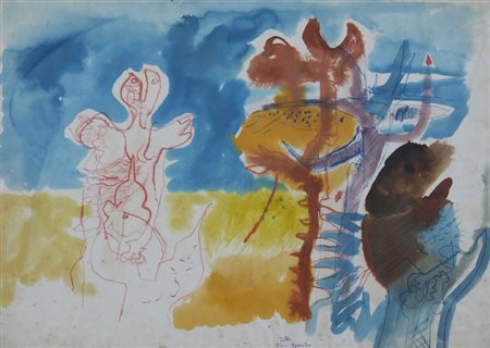 ZOTTI CARMELO (TRIESTE 1933 - TREVISO 2007) "Mexico" 1962 Guache Firma, anno...