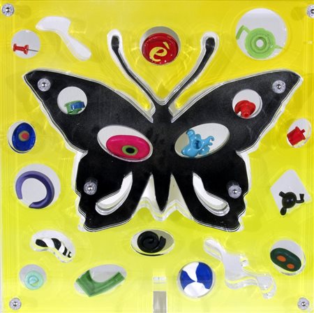 NUCARA RENZO (Crema 1955) "Farfalla" Plexiglass, resina e oggetti Firma al...