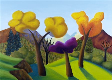 SALVO (Leonforte 1947) "Ottobre" Olio su tela Firma e titolo al retro....