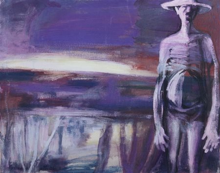 MOTTI GIUSEPPE (Arena Po' 1908 - Milano 1988) "Crepuscolo viola" 1972 Olio su...