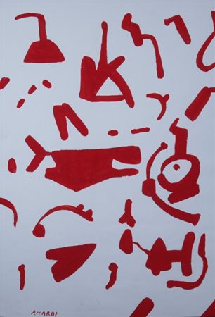 ACCARDI CARLA (Trapani 1924) "Segno rosso" 2008 Tempera su carta Firma in...
