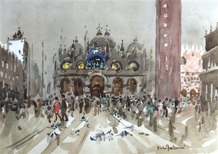 FALZONI GIULIO (Marmirolo 1900 - Milano 1978) "Piazza San Marco, Venezia"...