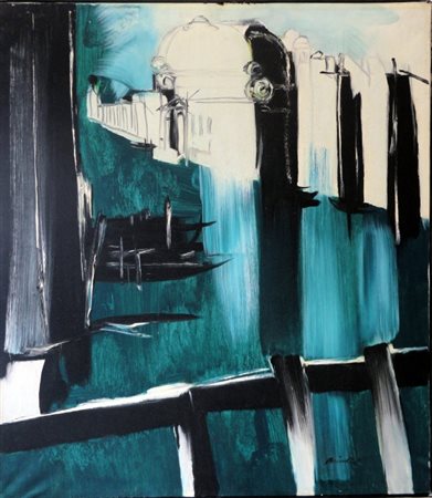 BRINDISI REMO (Roma 1918 - Lido di Spina 1996) "Venezia" 1962 olio su tela...