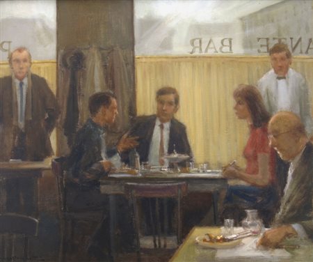 MAZZUCCHETTI FRANCO (Sanremo 1935 - Milano 1996) "Personaggi in trattoria"...