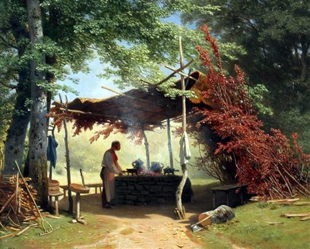 HOLZER JOSEPH (Vienna 1824 - Vienna 1876) "Fabbro" olio su tavola Firmato in...