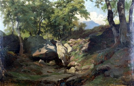 MANCINI CARLO (Italia 1829 - Italia 1910) "Paesaggio" Olio su tela Firmato in...