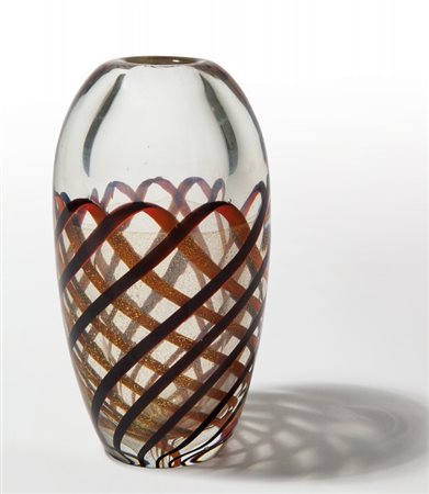 ARCHIMEDE SEGUSOUn vaso a nastri richiamati, 1951. Vetro soffiato con...