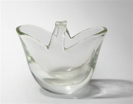 FLAVIO POLI, SEGUSO VETRI D'ARTE Un cestino in cristallo, circa 1940. Altezza...