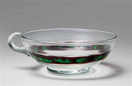 RICCARDO LICATA, CENEDESE Una coppa ansata in cristallo con fascia di...