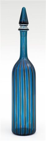 PAOLO VENINI Una bottiglia a canne verticali, 1989.Marca incisa "venini 89"....