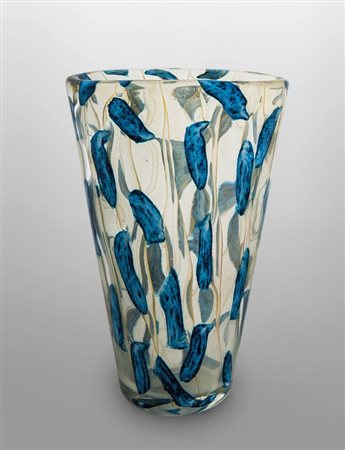 ERCOLE BAROVIER, BAROVIER & TOSO Vaso in cristallo con applicazione di foglia...