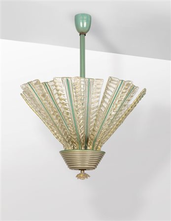 TOMMASO BUZZI Un lampadario modello "5412" per VENINI, circa 1931-1935. Vetro...