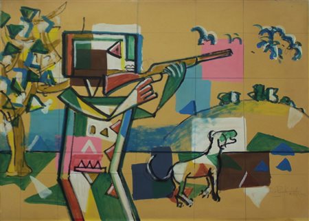 Ibrahim Kodra Albania 1918 Senza titolo 1977 Olio su tela 50x70 Certificato...