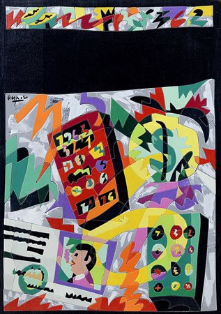 Ugo Nespolo Mosso 1941 L'età del credito 1990 Acrilico e olio su legno...