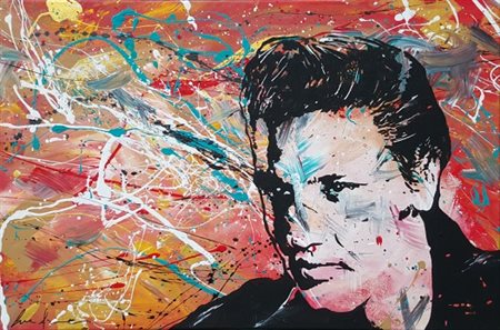 luca azzurro busto arsizio 1988 elvis presley 2015 acrilico su tela 40x60...