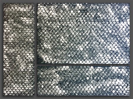 Iole Oliva Milano 1991 Skins 2017 Gesso nero e pigmento metallico (argento)...