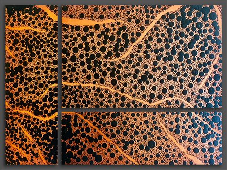 Iole Oliva Milano 1991 Skins 2017 Gesso nero e vernice acrilica color rame su...