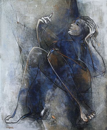 francesco vaglica Roma 1965 Penelope 2016 Olio su tela 120x100 Certificato di...