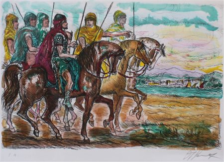 Giovan Francesco Gonzaga Milano 1921 Esploratori 1989 Litografia originale -...