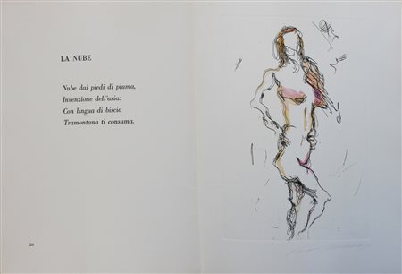 Ernesto Treccani Milano 1920 La nube 1969 Acquaforte, acquerello a mano...