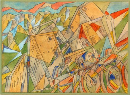 Uberto BONETTI (Viareggio 1909 - 1993 ) Seravezza, anni 30, tecnica mista su...