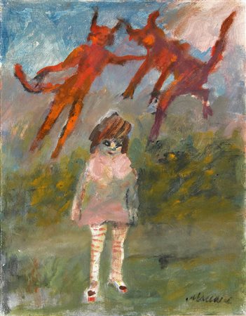 Mino MACCARI (Siena 1898 Roma 1989) I diavoletti, 1985, olio su cartone...