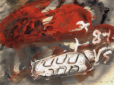 Antoni TAPIES (Barcellona 1923 ) Dents, 1984, olio su carta applicata su...