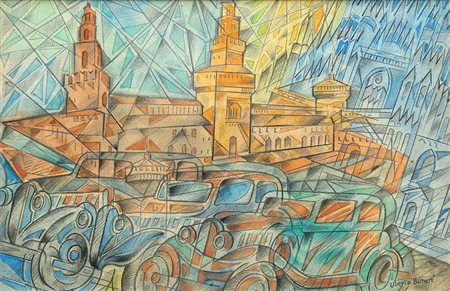 Uberto BONETTI (Viareggio 1909 - 1993 ) Milano Aerovista, anni 30, tecnica...