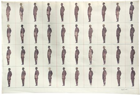Renato MAMBOR (Roma 1936 Roma 2014) 40 uomini timbro di profilo, 1963,...