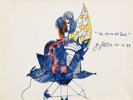 Tano FESTA (Roma 1938 Roma 1988) La croce del Sud, 1983, pennarelli su carta...