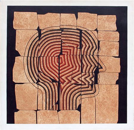 Angelo CAGNONE (Carcare 1941 ) Di profilo, 1970, tecnica mista su tela, cm....