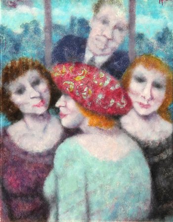 Remo SQUILLANTINI (Stia 1920 Firenze 1996) Figure, 1980, olio su compensato,...