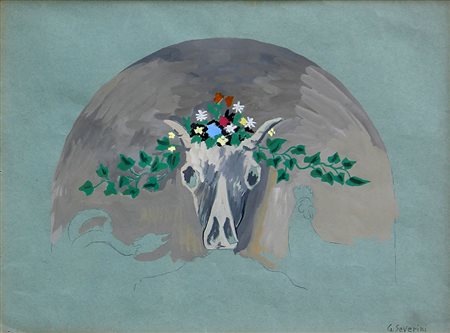 Gino SEVERINI (Cortona 1883 Parigi 1966) Il brucanio, 1937, tempera su carta...