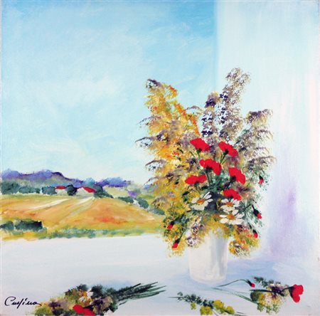 Lotto unico di 2 opere: 1 a Renato Crespina olio su tela cm 70 x 70 1b Mauro...