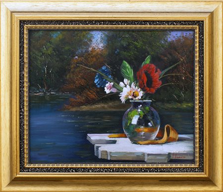 Lotto unico di 2 opere: 6 a autore sconosciuto olio su tavola cm 40 x 50 6 b...