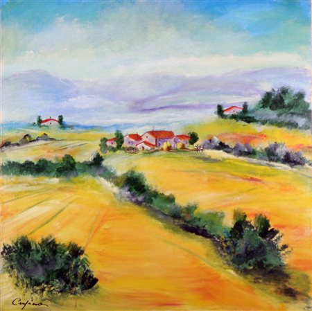 Lotto unico di 2 opere: 17 a Renato Crespina olio su tela cm 70 x 70 17 b...