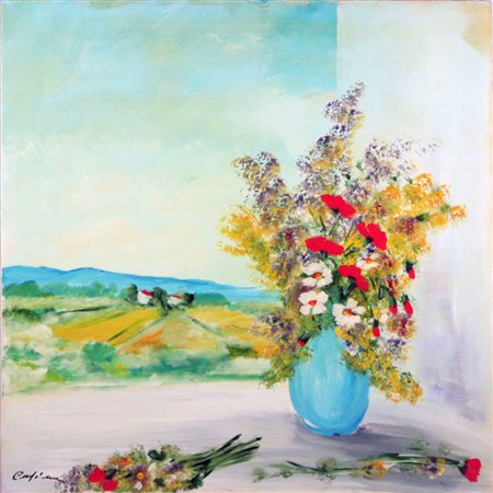 Lotto unico di 2 opere: 25 a Renato Crespina olio su tela cm 70 x 70 25 b...