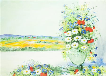 Lotto unico di 2 opere: 28 a Renato Crespina olio su tela cm 50 x 70 28 b...