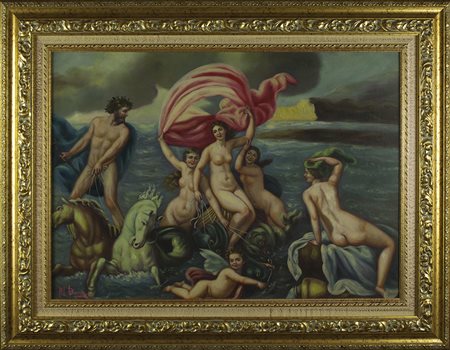 Lotto unico di 2 opere: 34 a Mauro Barra olio su tela cm 50 x 70 34 b autore...