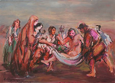 Lotto unico di 2 opere: 39 a autore sconosciuto olio su tela cm 50 x 70 39 b...