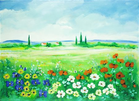 Lotto unico di 2 opere: 59 a Renato Crespina olio su tela cm 50 x 70 59 b...