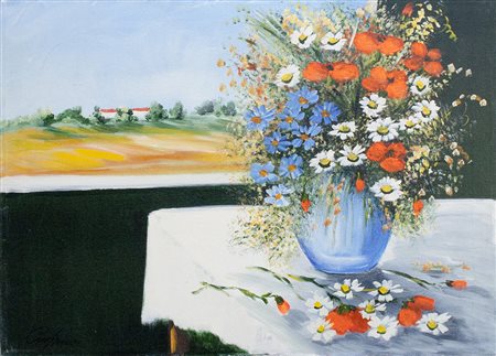 Lotto unico di 2 opere: 62 a Renato Crespina olio su tela cm 50 x 70 62 b...