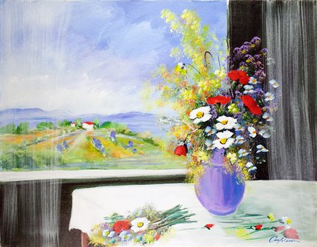 Lotto unico di 2 opere: 70 a Renato Crespina olio su tela cm 60 x 80 70 b...