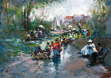 lotto unico di n. 2 opere: 124 a AUTORE SCONOSCIUTO olio su tela cm 50 x 70...