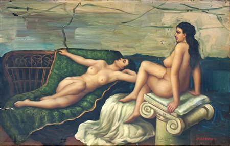 lotto unico di n. 2 opere: 128 a AUTORE SCONOSCIUTO olio su tela cm 50 x 70...