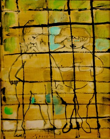 MINO MACCARI Siena 1898 - Roma 1989 olio su compensato anno 1958 circa 42 x...