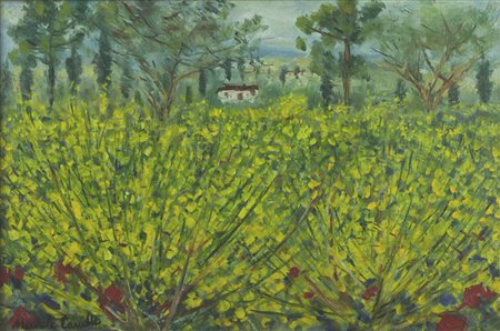 MICHELE CASCELLA Ortona 1892 - Milano 1989 " Paesaggio con ginestre " anno...