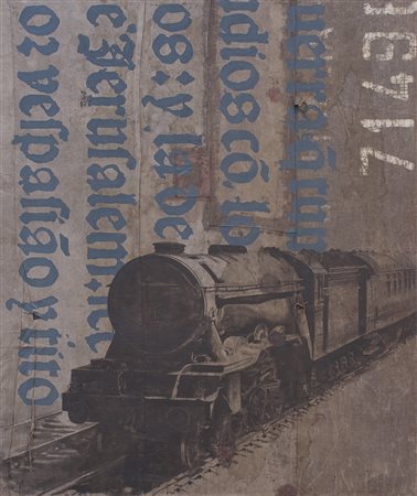 LUCA PIGNATELLI Milano 1962 " Treno " anno 2007 Tecnica mista/bâche de train...